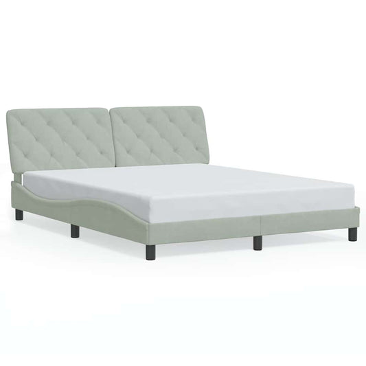 Bed Frame Light Grey Velvet Queen Bed Frame Rectangular