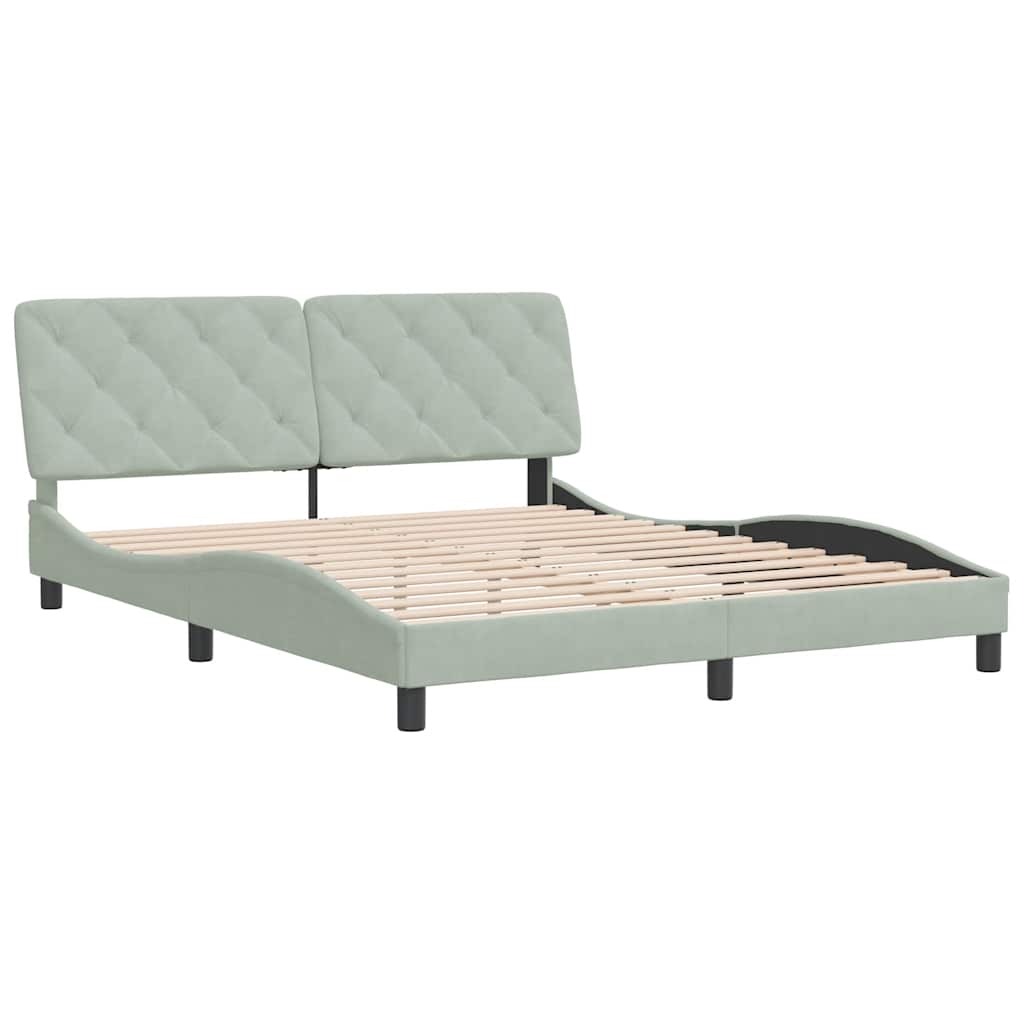 Bed Frame Light Grey Velvet Queen Bed Frame Rectangular