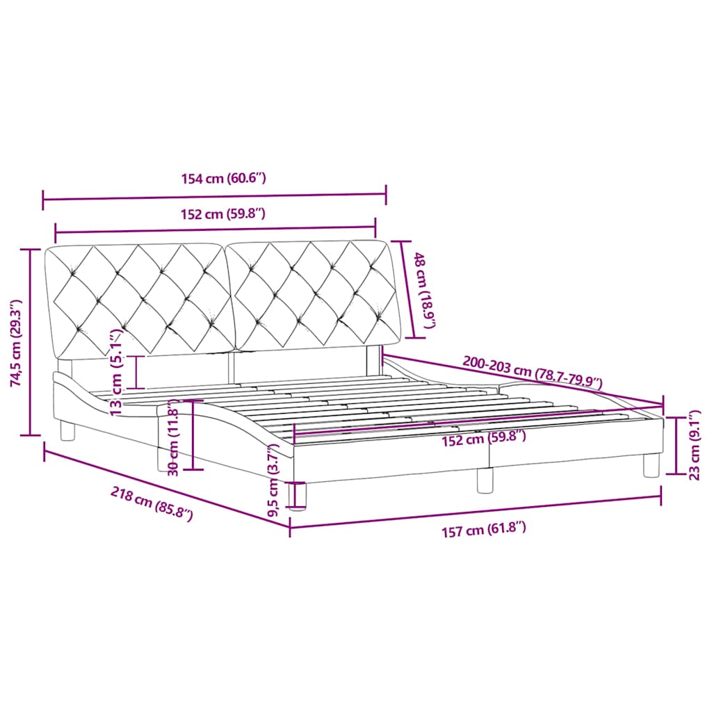 Bed Frame Light Grey Velvet Queen Bed Frame Rectangular