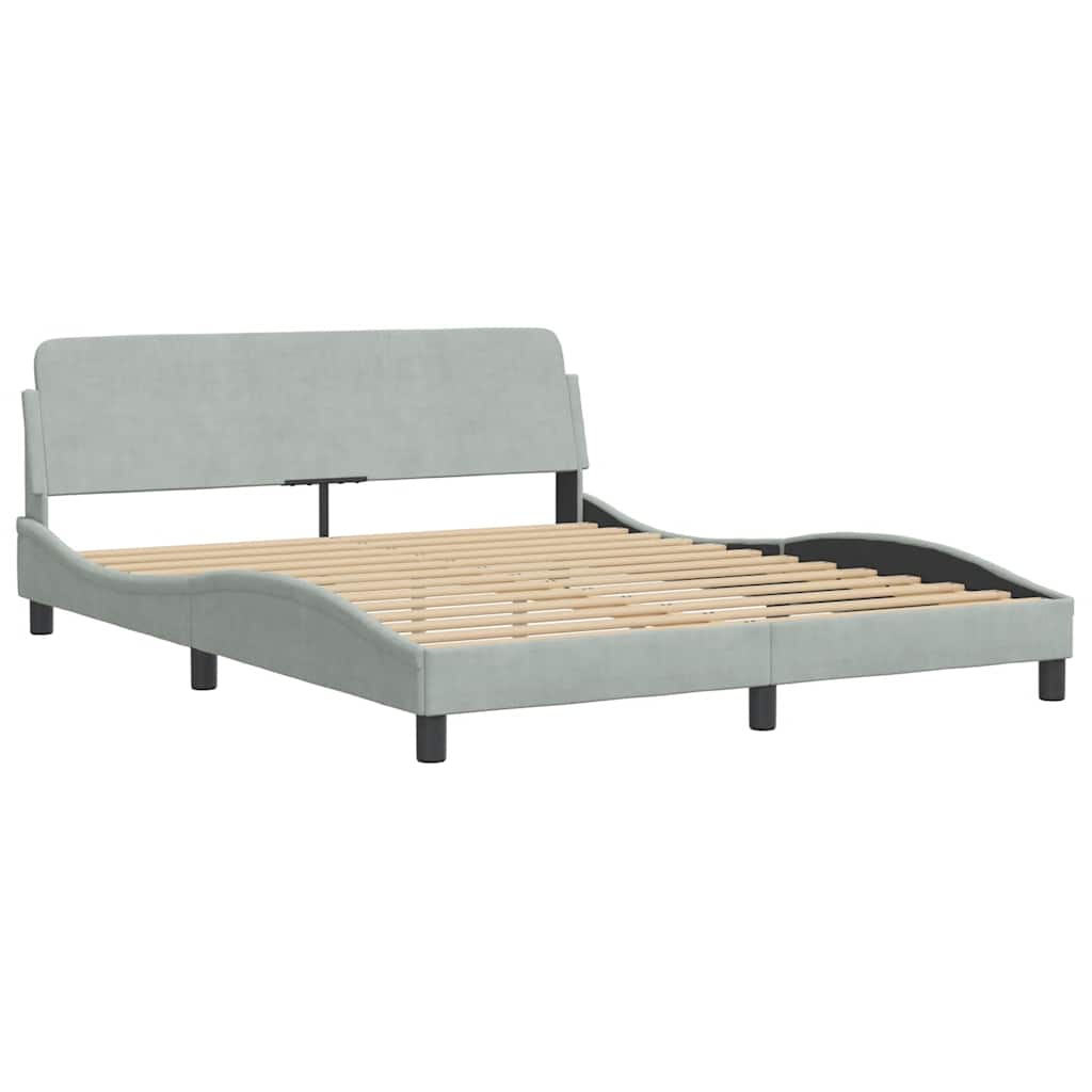 Bed Frame Light Grey Velvet Queen Bed Frame Rectangular