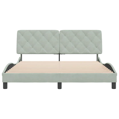 Bed Frame Light Grey Velvet Queen Bed Frame Rectangular