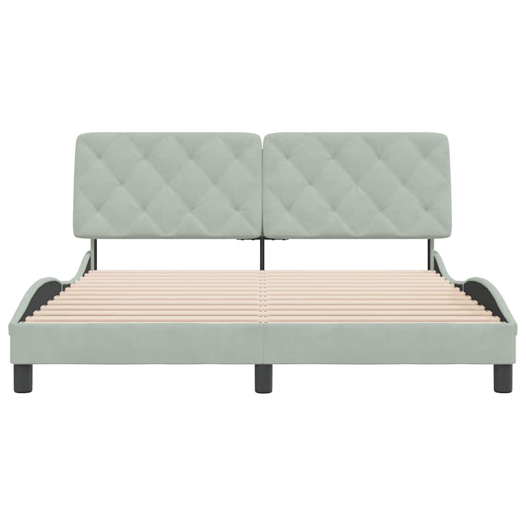 Bed Frame Light Grey Velvet Queen Bed Frame Rectangular