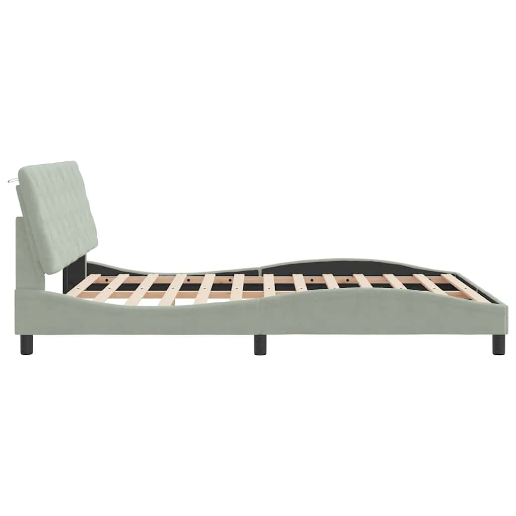 Bed Frame Light Grey Velvet Queen Bed Frame Rectangular