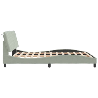 Bed Frame Light Grey Velvet Queen Bed Frame Rectangular