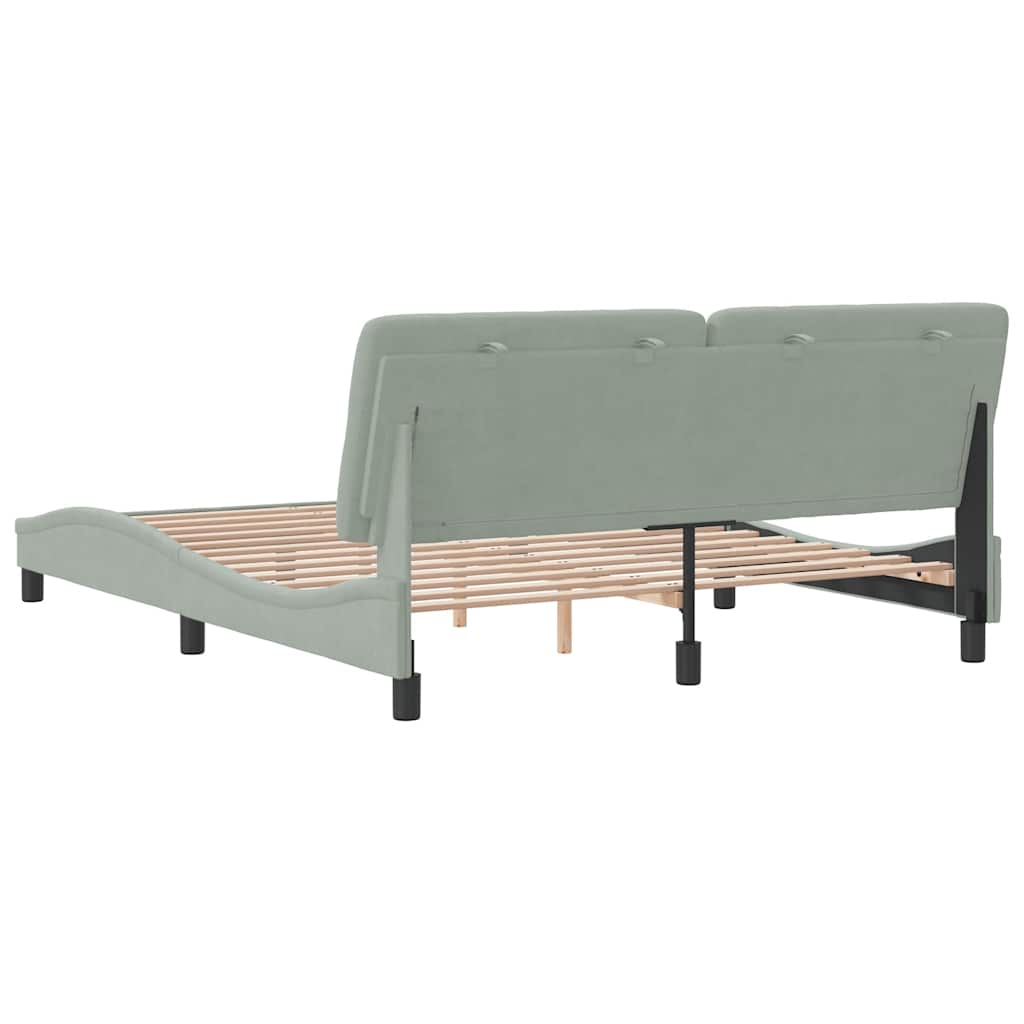 Bed Frame Light Grey Velvet Queen Bed Frame Rectangular