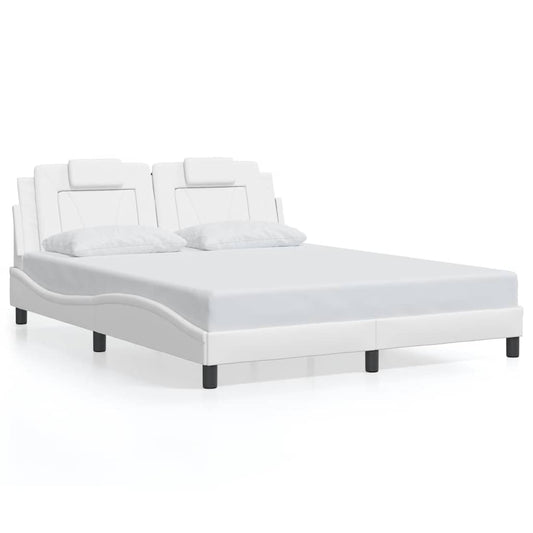 Bed Frame "Viana" without Mattress White 59.8"x79.9" Faux Leather