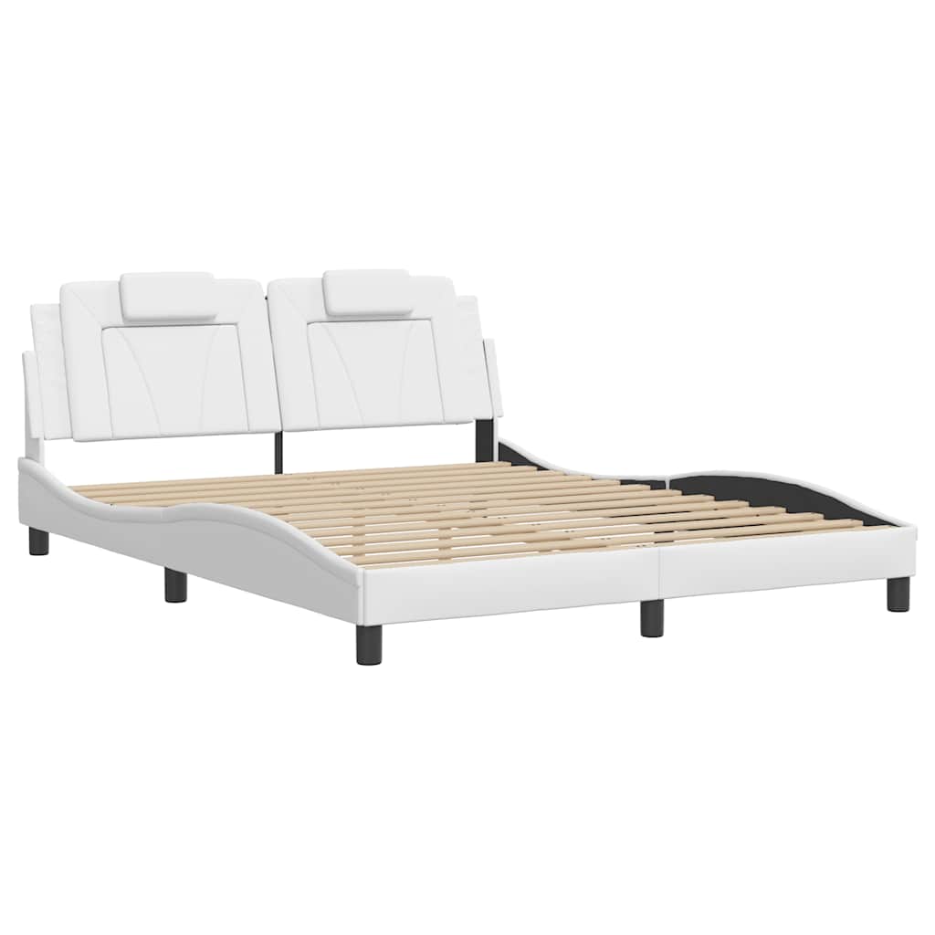 Bed Frame "Viana" without Mattress White 59.8"x79.9" Faux Leather