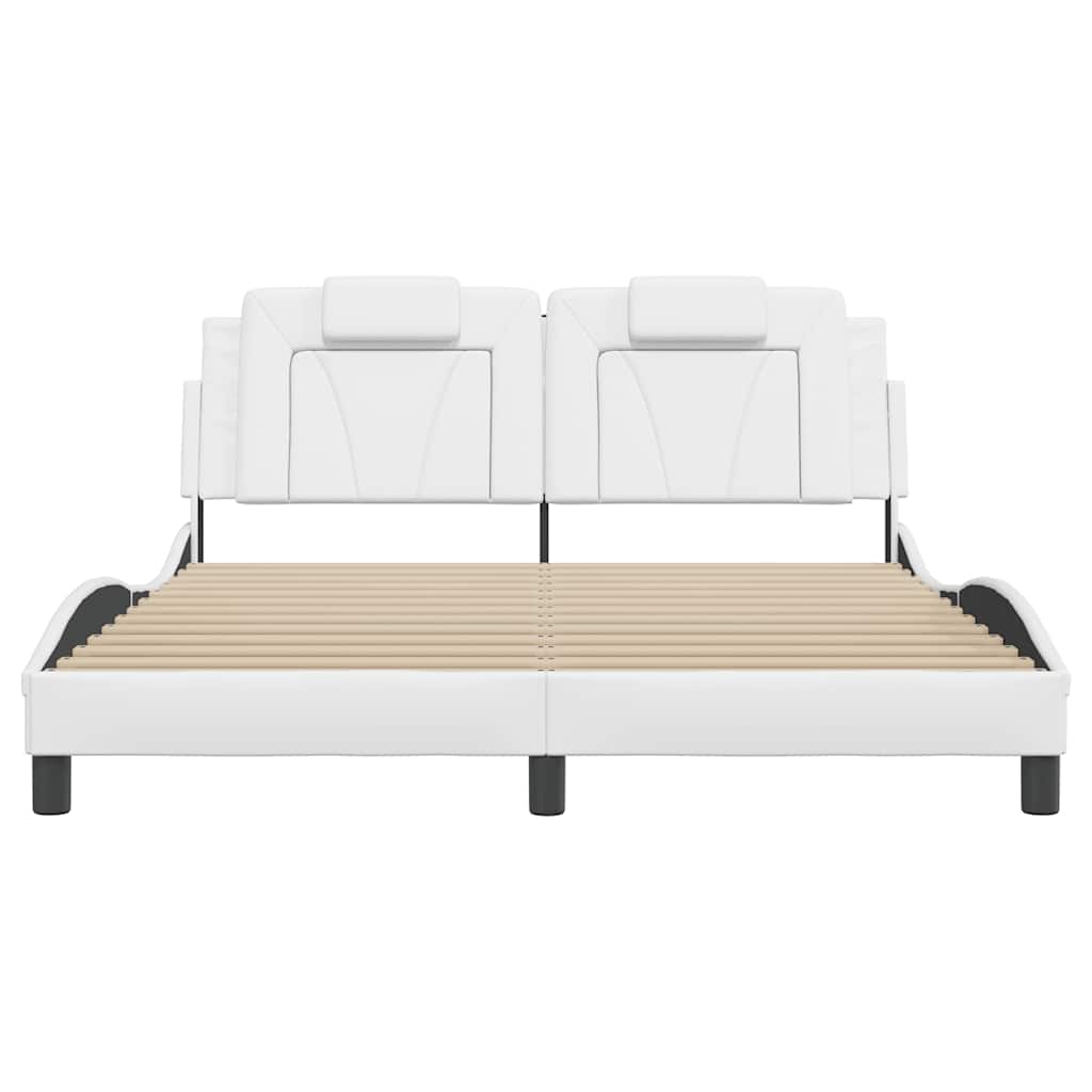 Bed Frame "Viana" without Mattress White 59.8"x79.9" Faux Leather