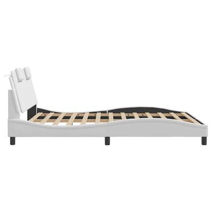 Bed Frame "Viana" without Mattress White 59.8"x79.9" Faux Leather