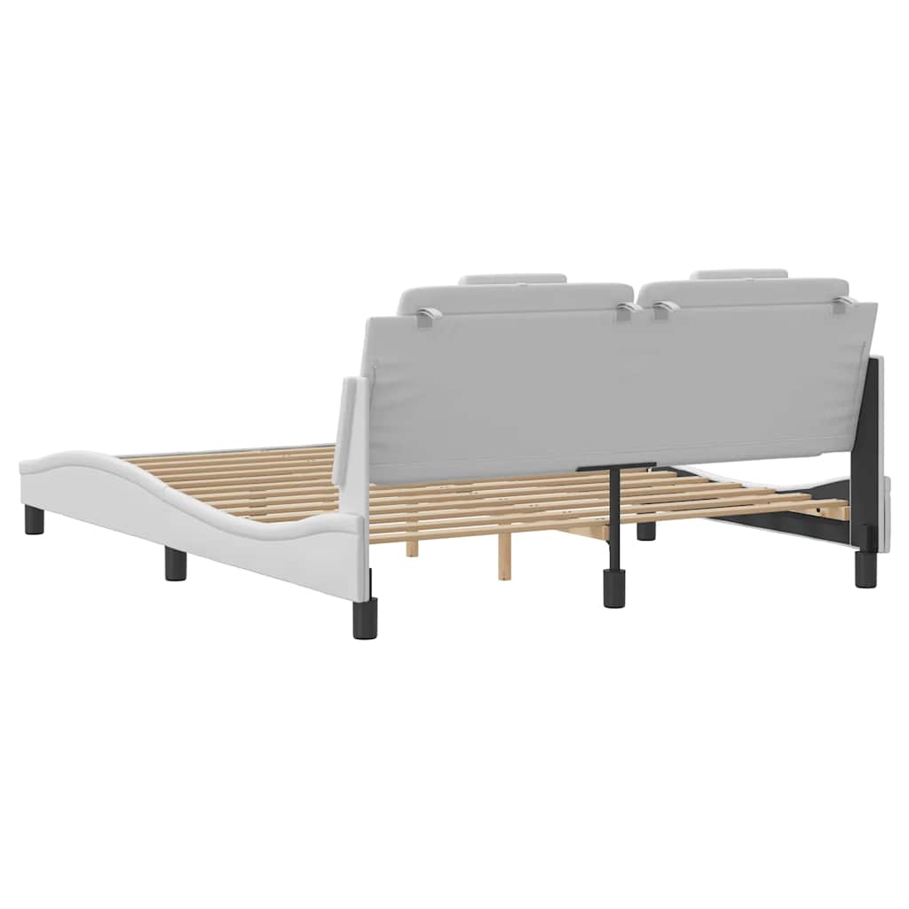 Bed Frame "Viana" without Mattress White 59.8"x79.9" Faux Leather