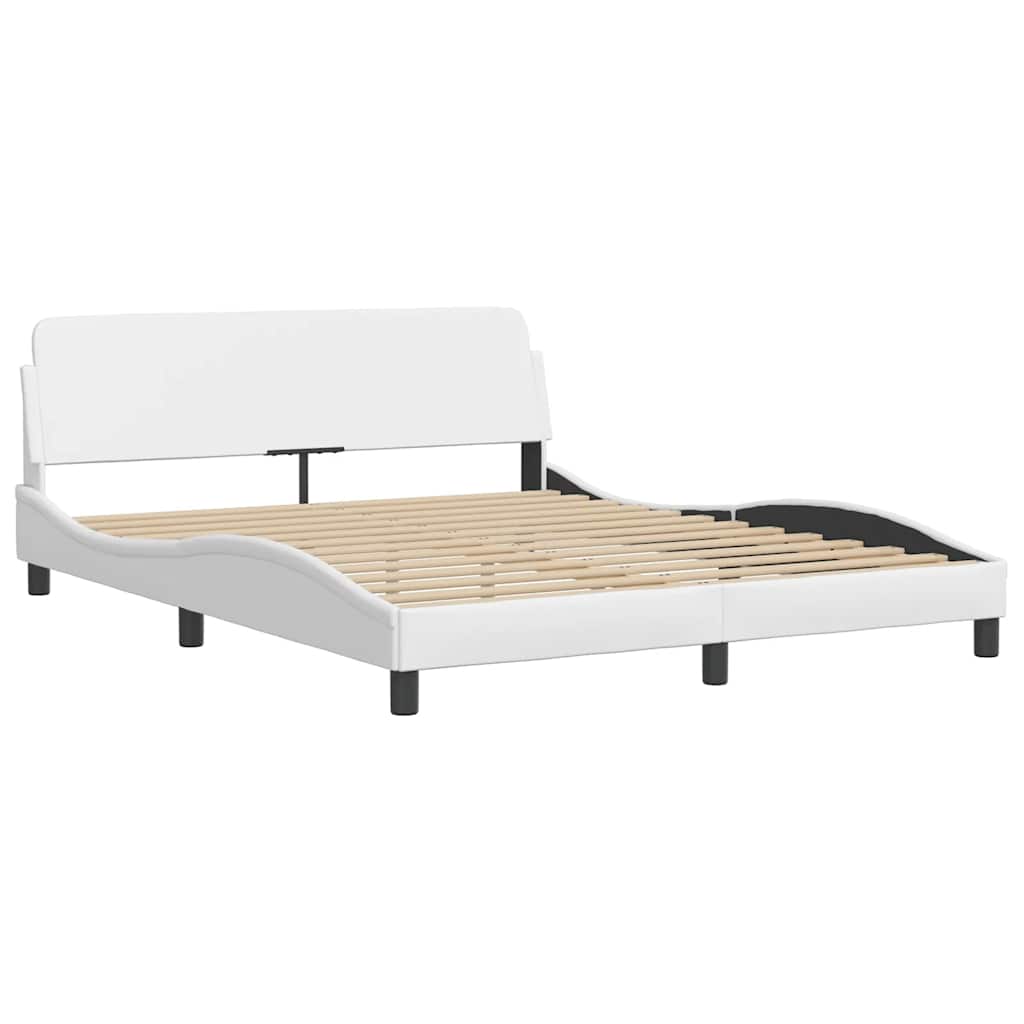 Bed Frame "Viana" without Mattress White 59.8"x79.9" Faux Leather