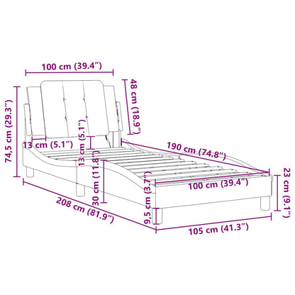 Bed Frame Black Faux leather Single Durable Bed Frame