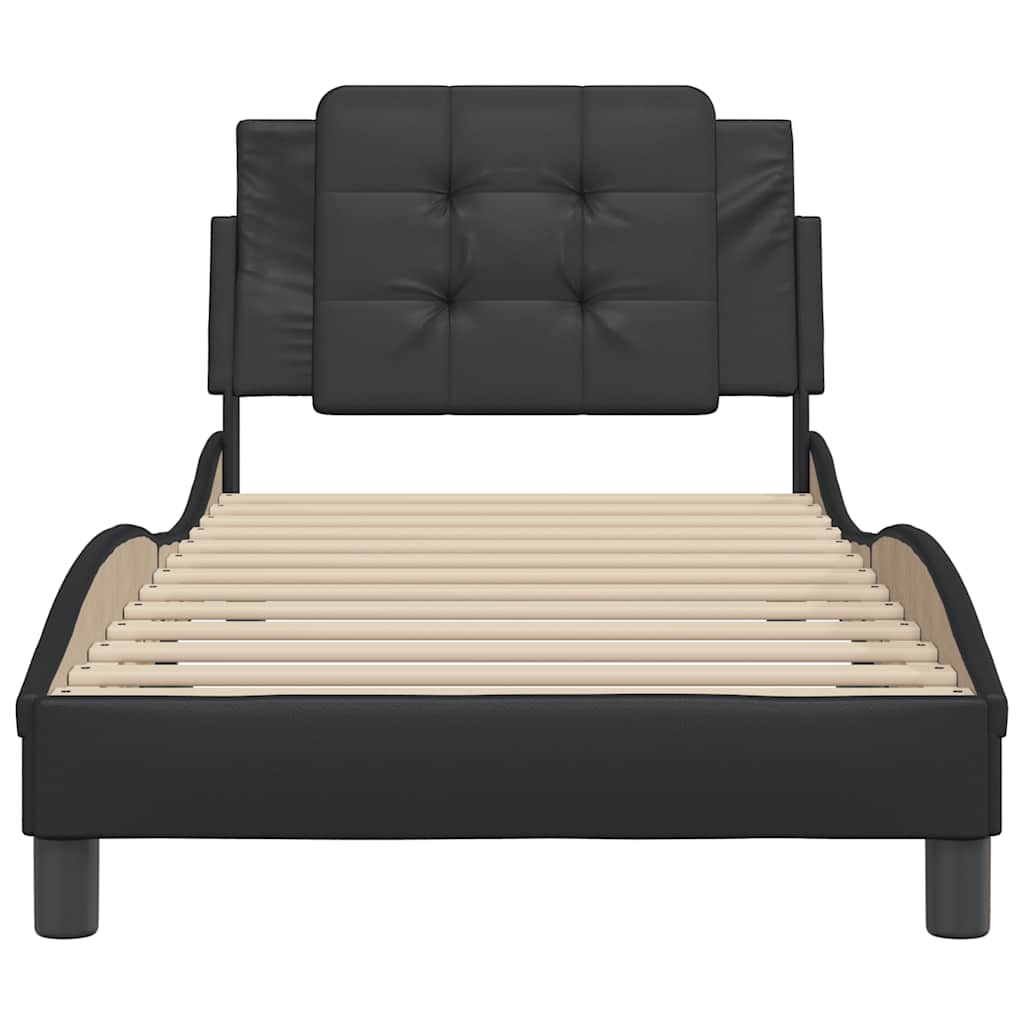 Bed Frame Black Faux leather Single Durable Bed Frame