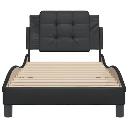 Bed Frame Black Faux leather Single Durable Bed Frame