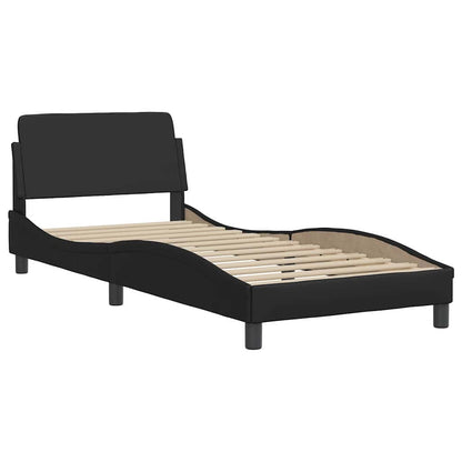 Bed Frame Black Faux leather Single Durable Bed Frame