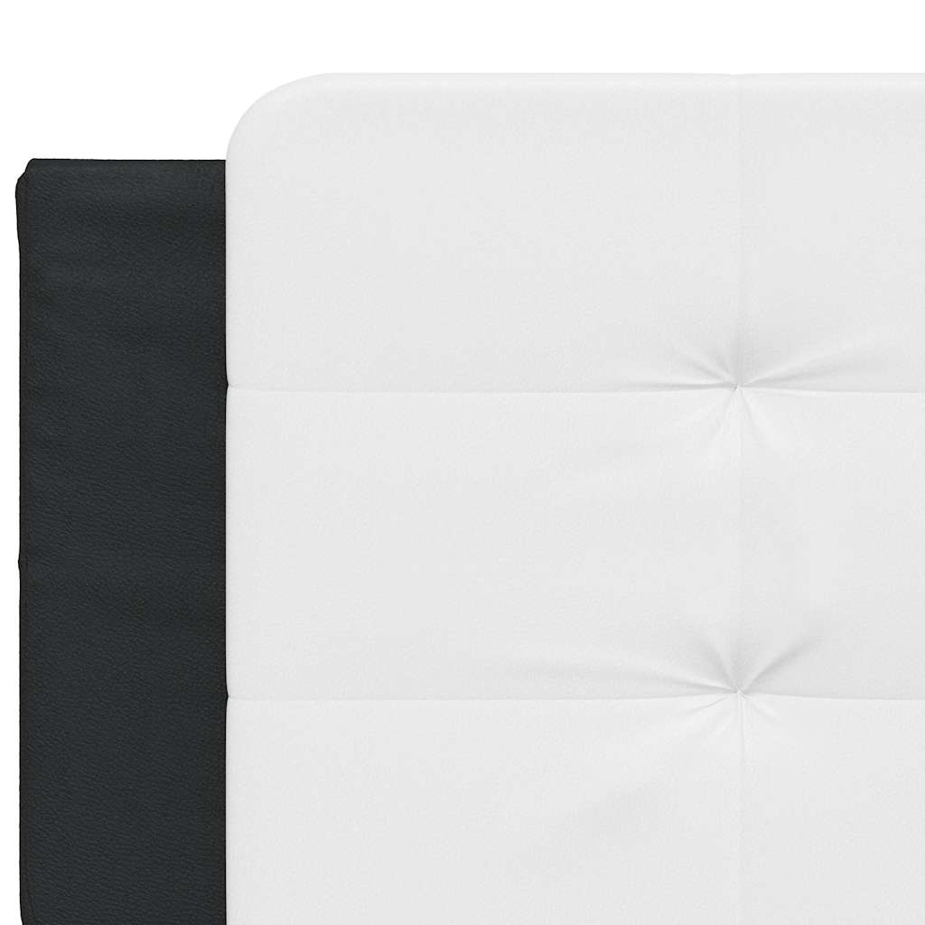 Bed Frame Black and White Faux Leather Full Durable Bed Frame