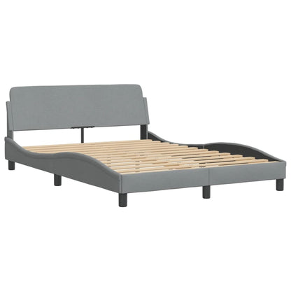 Bed Frame Light grey 100% polyester, metal, solid pine wood, plywood