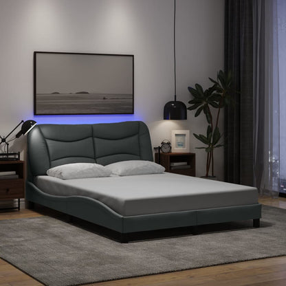 Bed Frame Light grey 100% polyester, metal, solid pine wood, plywood