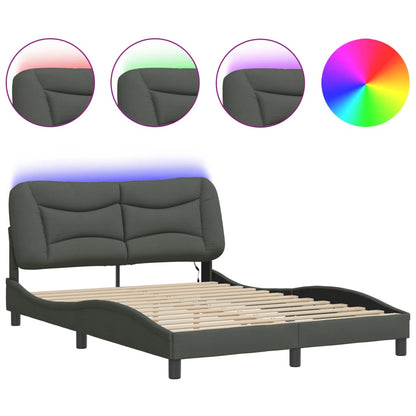 Bed Frame Dark Grey Polyester Full Bed Frame Waveform Modern