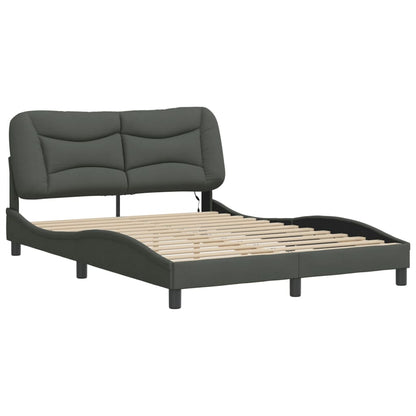 Bed Frame Dark Grey Polyester Full Bed Frame Waveform Modern