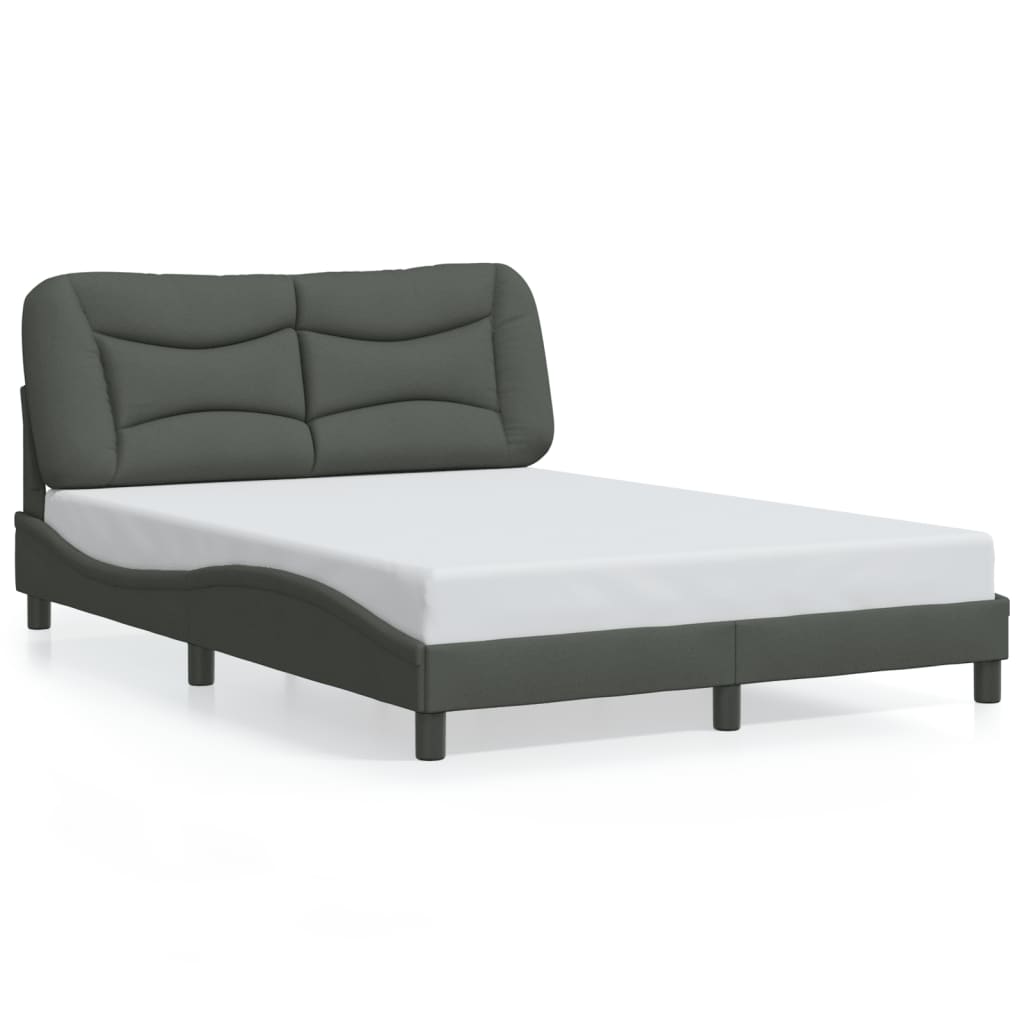 Bed Frame Dark Grey Polyester Full Bed Frame Waveform Modern