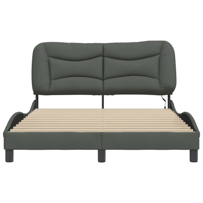 Bed Frame Dark Grey Polyester Full Bed Frame Waveform Modern