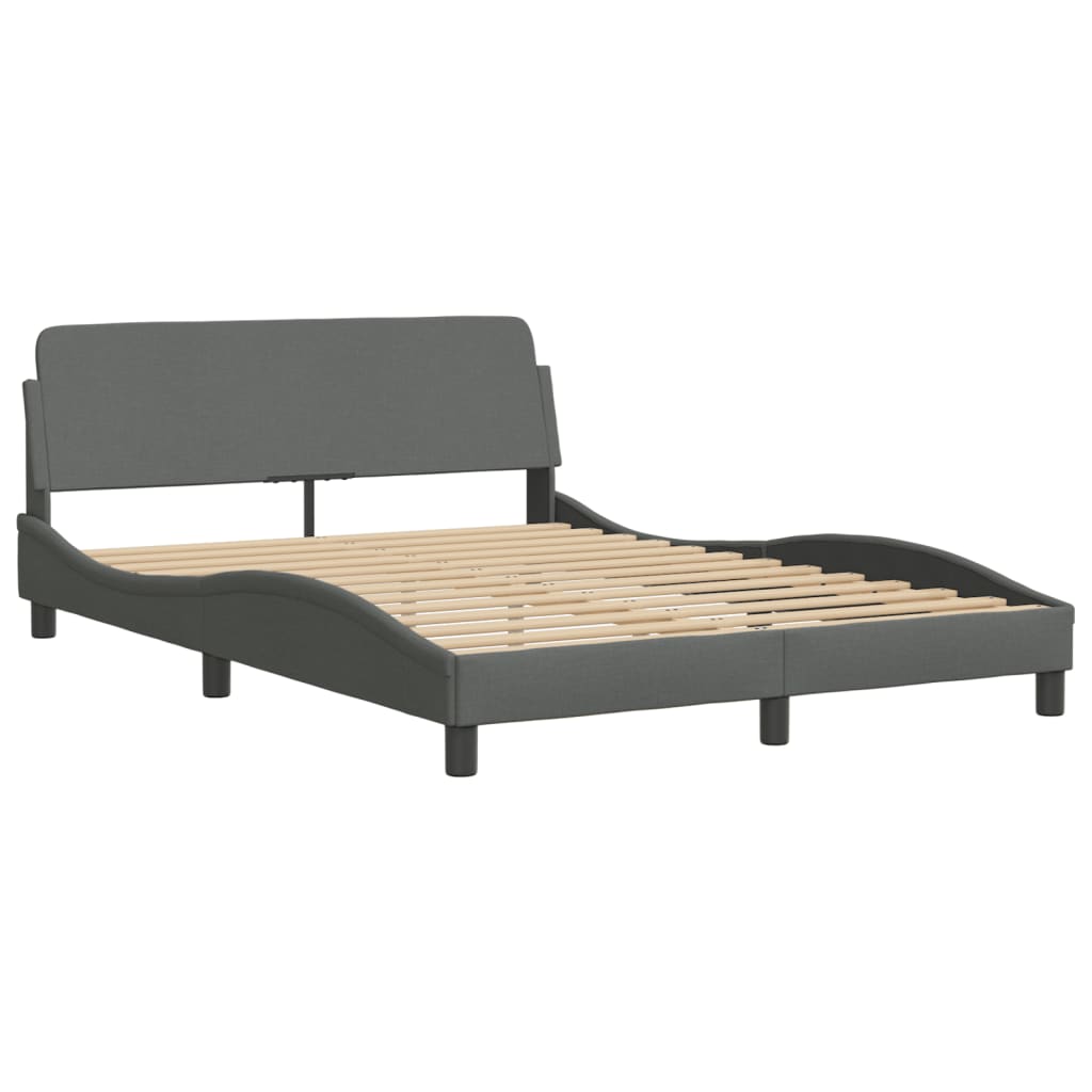 Bed Frame Dark Grey Polyester Full Bed Frame Waveform Modern