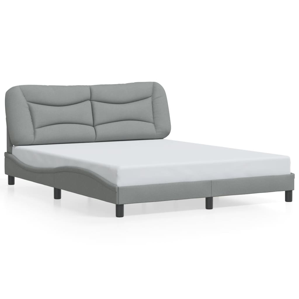Bed Frame with LED without Mattress "Hvar" Light Gray 59.8"x79.9" Fabric