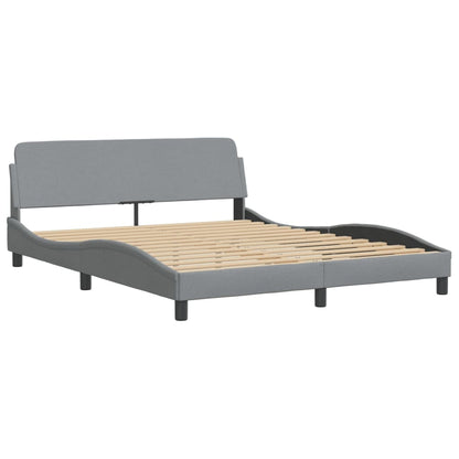 Bed Frame with LED without Mattress "Hvar" Light Gray 59.8"x79.9" Fabric