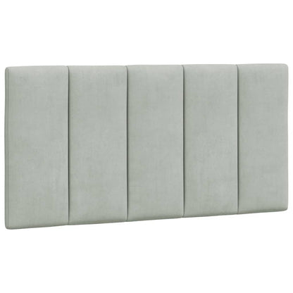 Bed Frame with LED without Mattress "Hanko" Light Gray 39.4"x79.9" Velvet