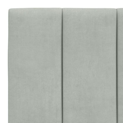 Bed Frame with LED without Mattress "Hanko" Light Gray 39.4"x79.9" Velvet