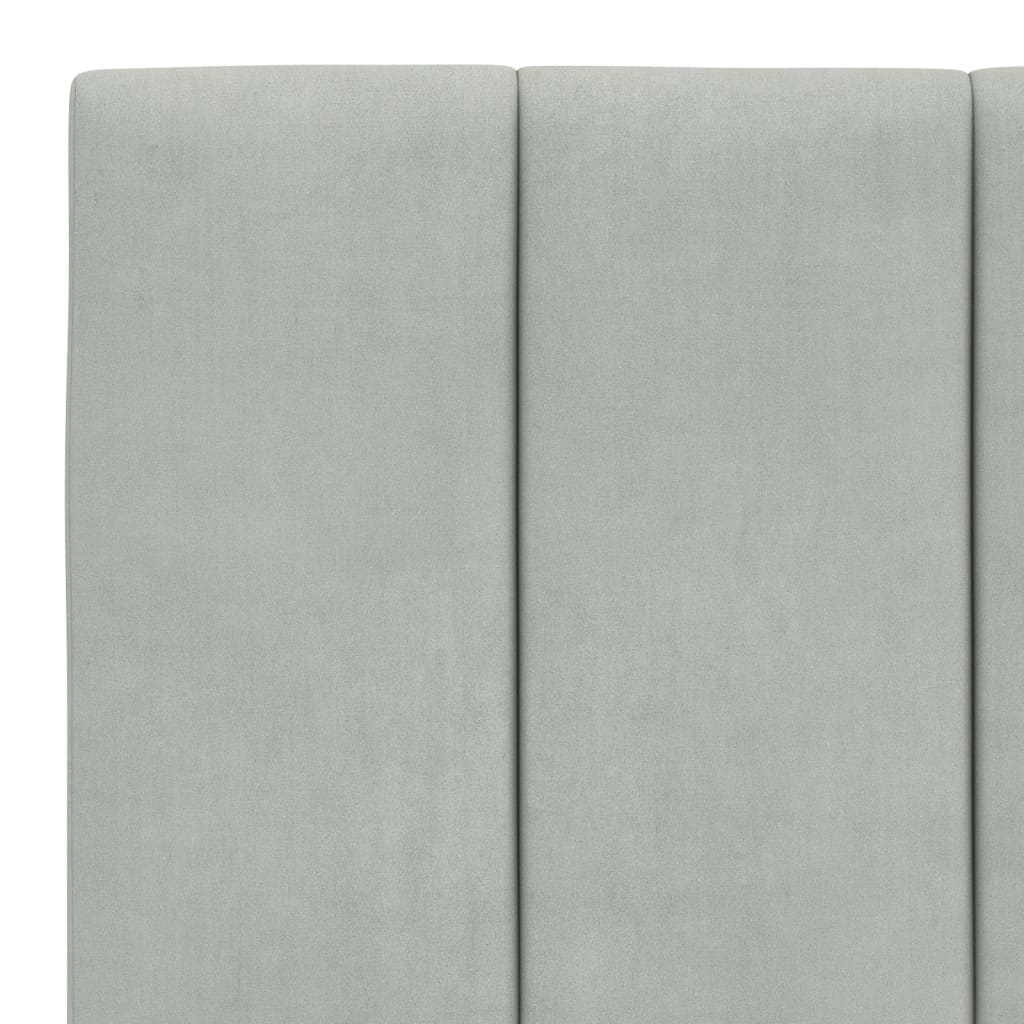 Bed Frame with LED without Mattress "Hanko" Light Gray 39.4"x79.9" Velvet