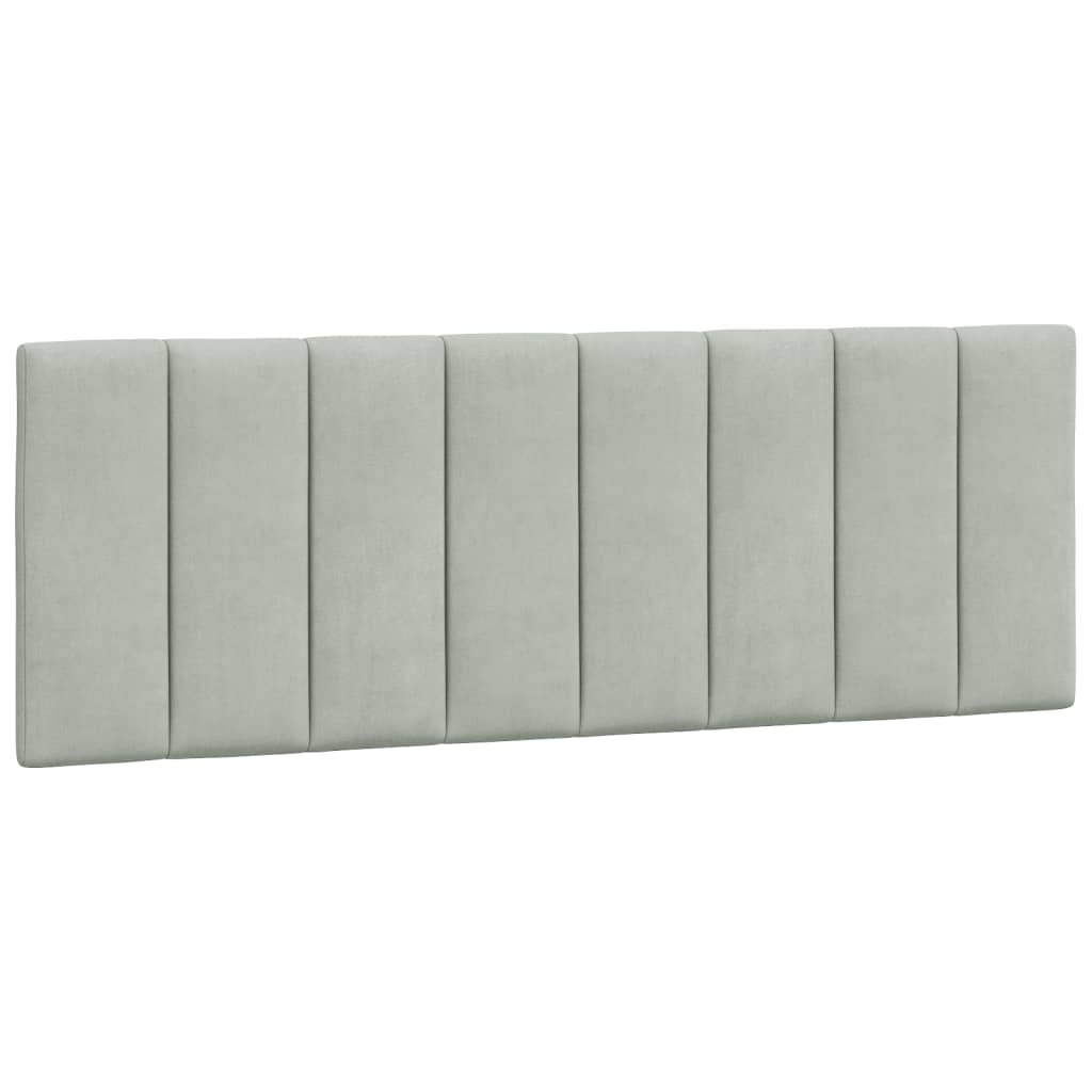 Bed Frame with LED without Mattress "Hanko" Light Gray 53.9"x74.8" Velvet