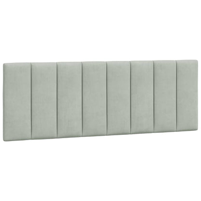Bed Frame with LED without Mattress "Hanko" Light Gray 53.9"x74.8" Velvet