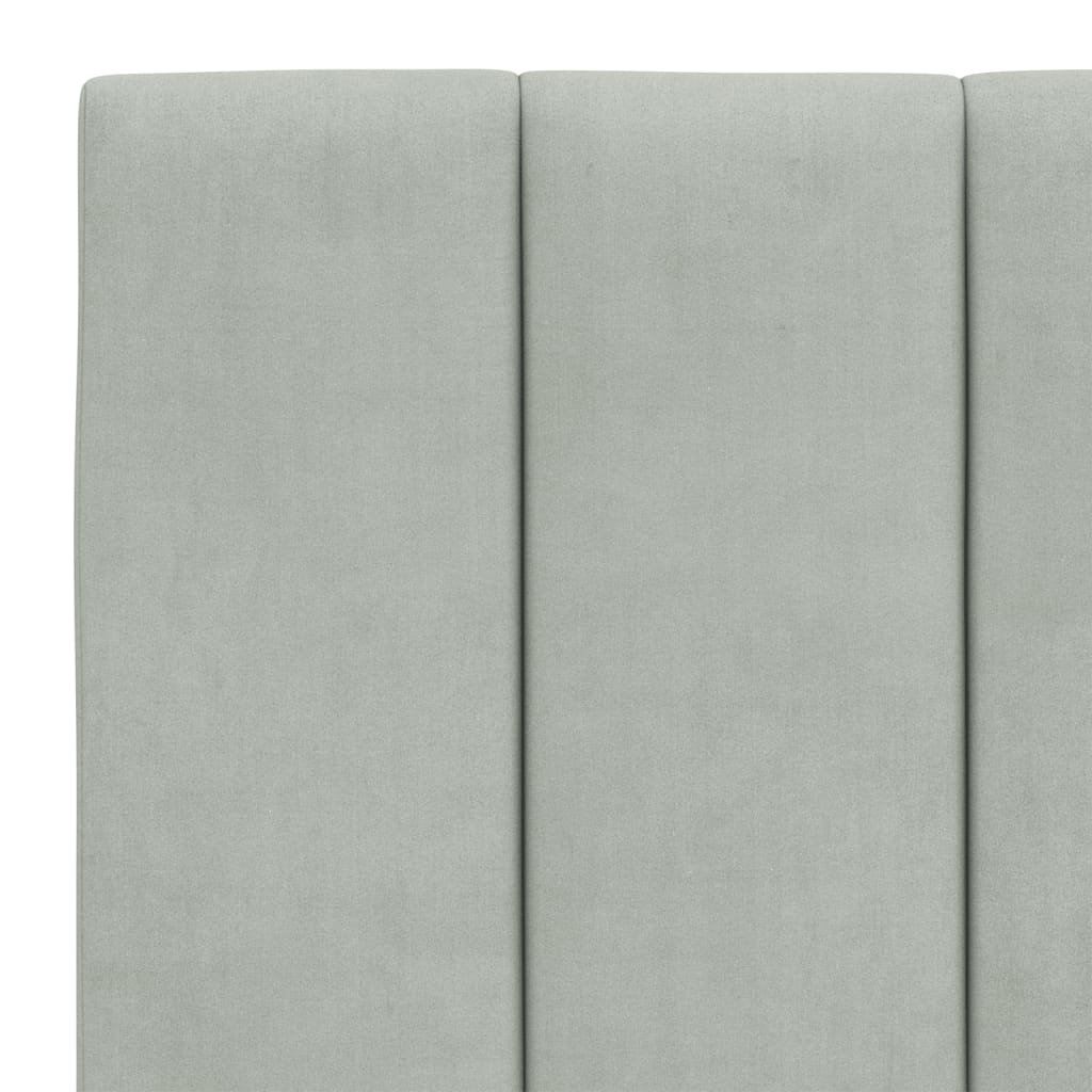 Bed Frame with LED without Mattress "Hanko" Light Gray 53.9"x74.8" Velvet