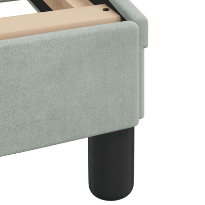 Bed Frame with LED without Mattress "Hanko" Light Gray 53.9"x74.8" Velvet