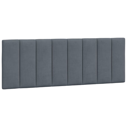 Bed Frame with LED without Mattress "Hanko" Dark Gray 53.9"x74.8" Velvet