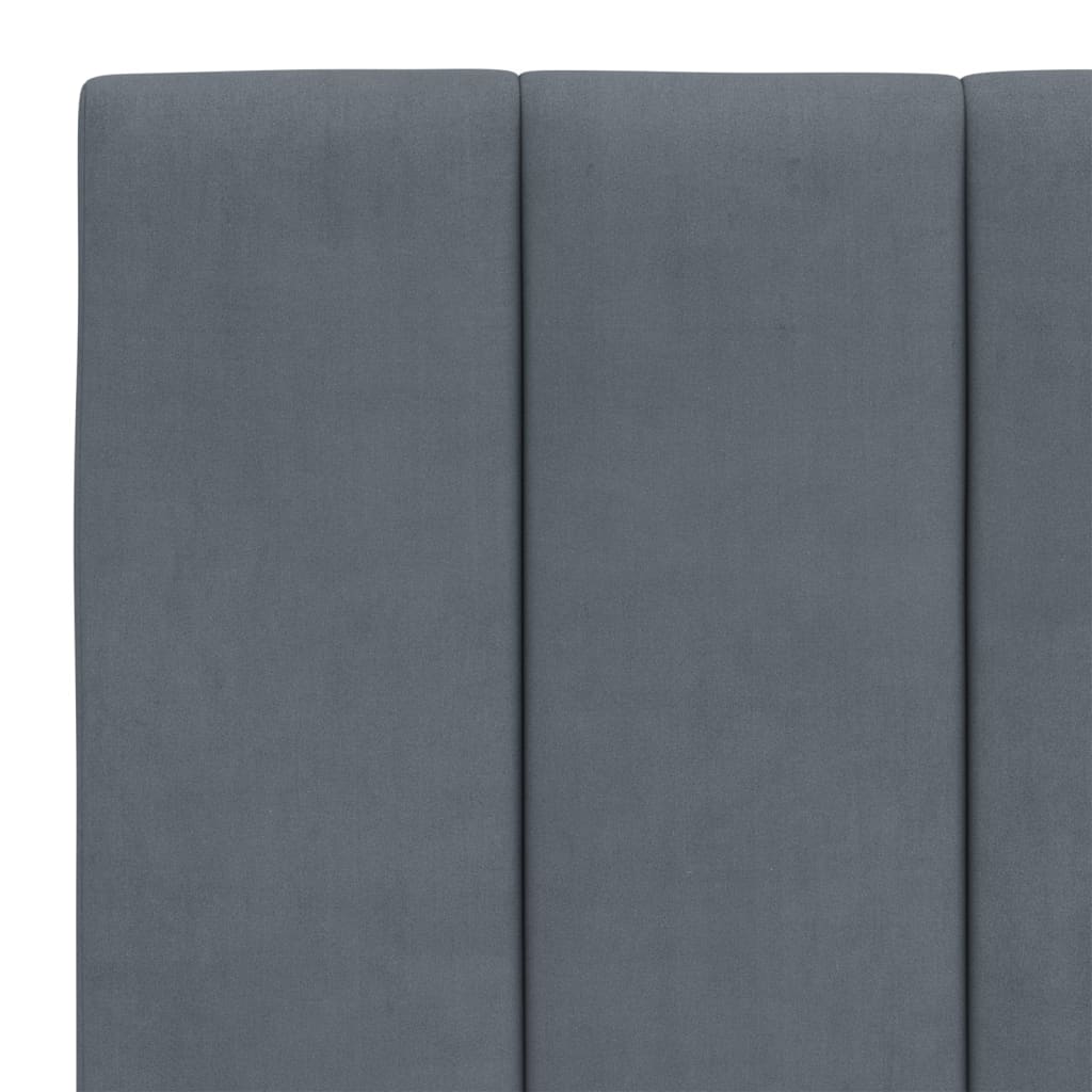 Bed Frame with LED without Mattress "Hanko" Dark Gray 53.9"x74.8" Velvet