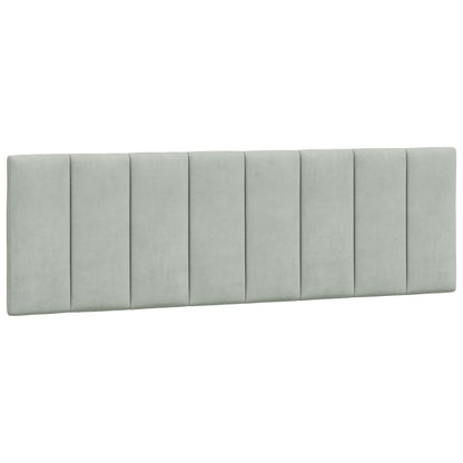 Bed Frame with LED without Mattress "Hanko" Light Gray 59.8"x79.9" Velvet