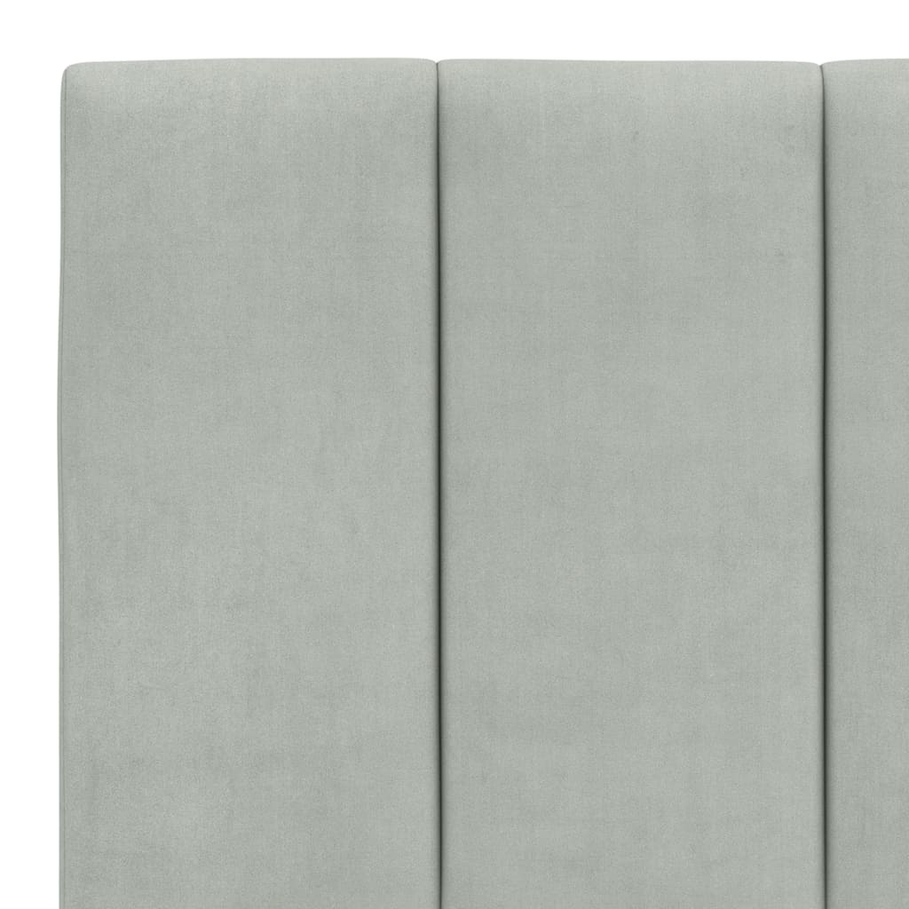 Bed Frame with LED without Mattress "Hanko" Light Gray 59.8"x79.9" Velvet