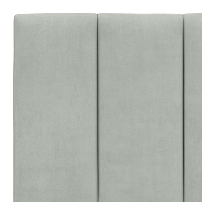 Bed Frame with LED without Mattress "Hanko" Light Gray 59.8"x79.9" Velvet