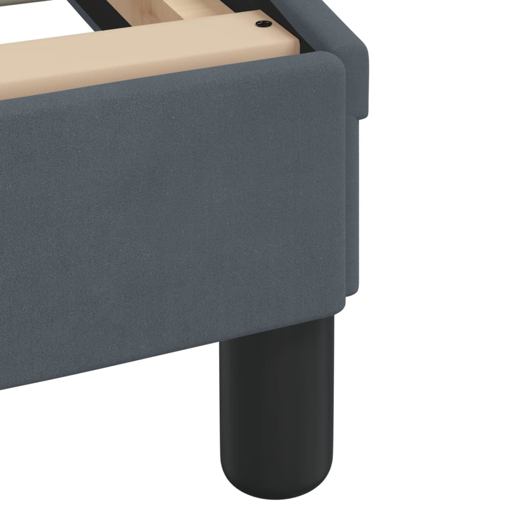 Bed Frame with LED without Mattress Dark Gray 39.4"x79.9" Velvet