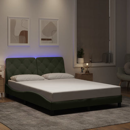 Bed Frame with LED without Mattress Light Gray 53.9"x74.8" Velvet
