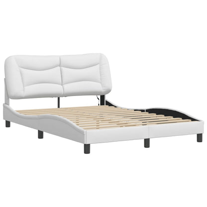 Bed Frame with LED without Mattress "Hvar" White 53.9"x74.8"