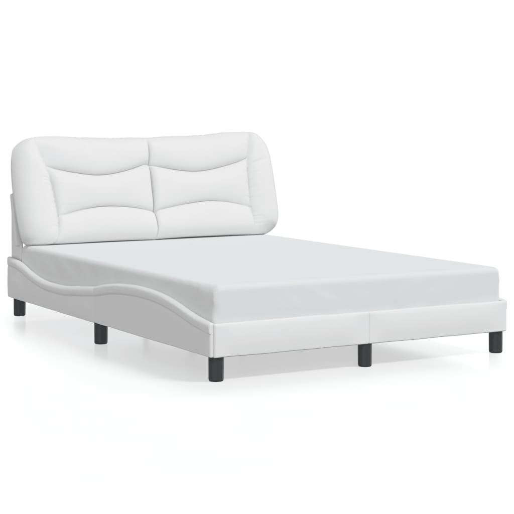 Bed Frame with LED without Mattress "Hvar" White 53.9"x74.8"