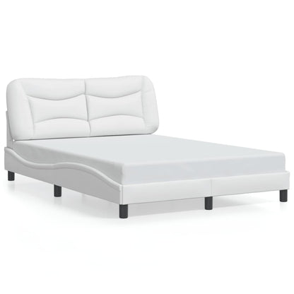 Bed Frame with LED without Mattress "Hvar" White 53.9"x74.8"