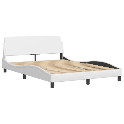 Bed Frame with LED without Mattress "Hvar" White 53.9"x74.8"