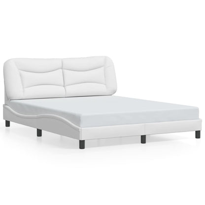 Bed Frame with LED without Mattress "Hvar" White 59.8"x79.9"