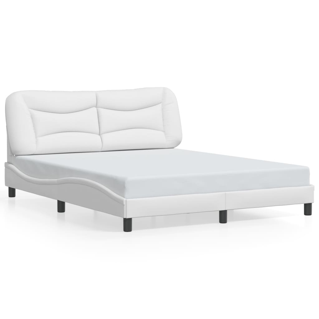 Bed Frame with LED without Mattress "Hvar" White 59.8"x79.9"