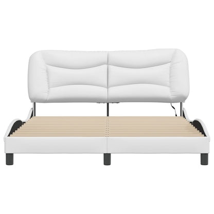 Bed Frame with LED without Mattress "Hvar" White 59.8"x79.9"